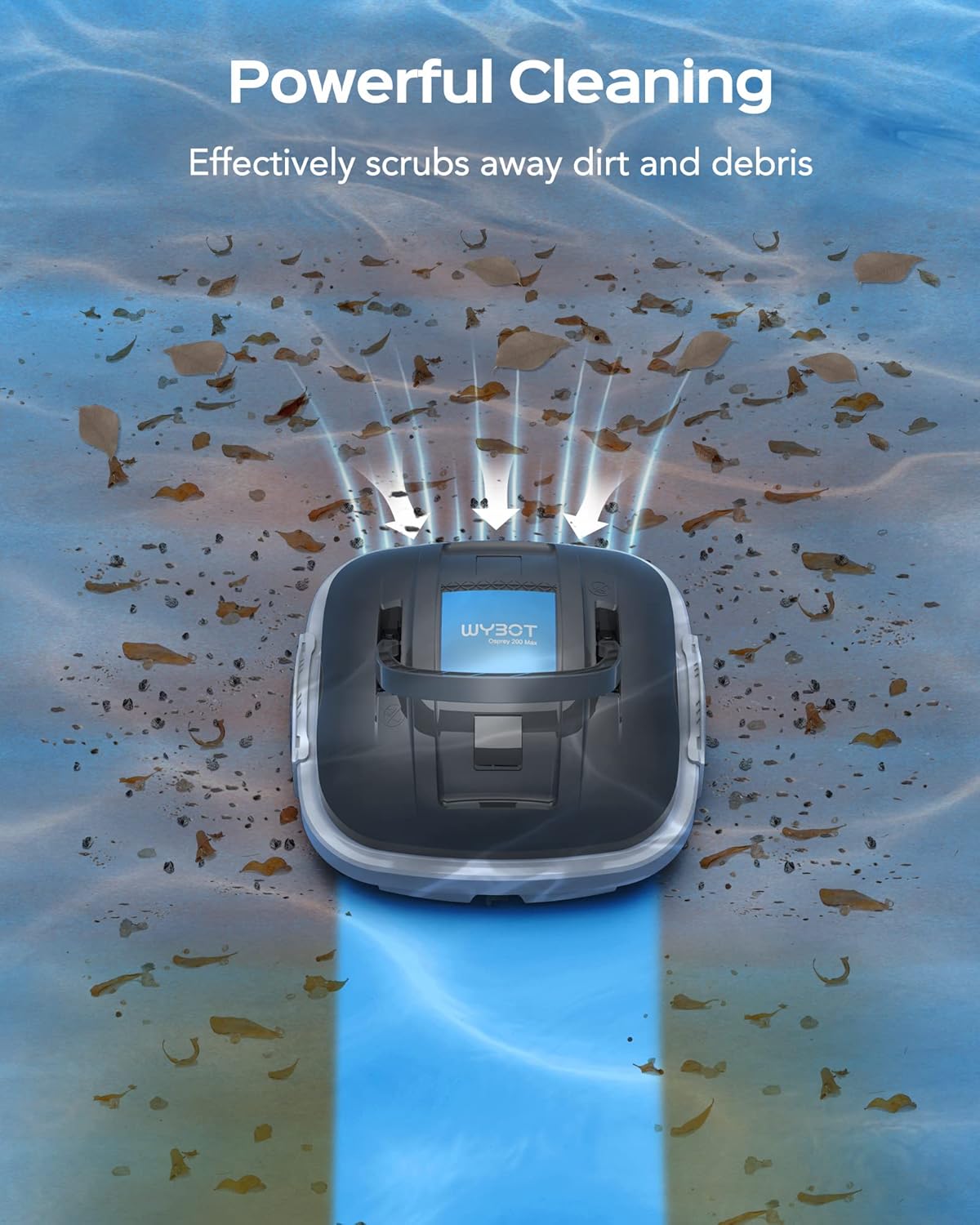 Powerful cleaning action of the robotic pool cleaner