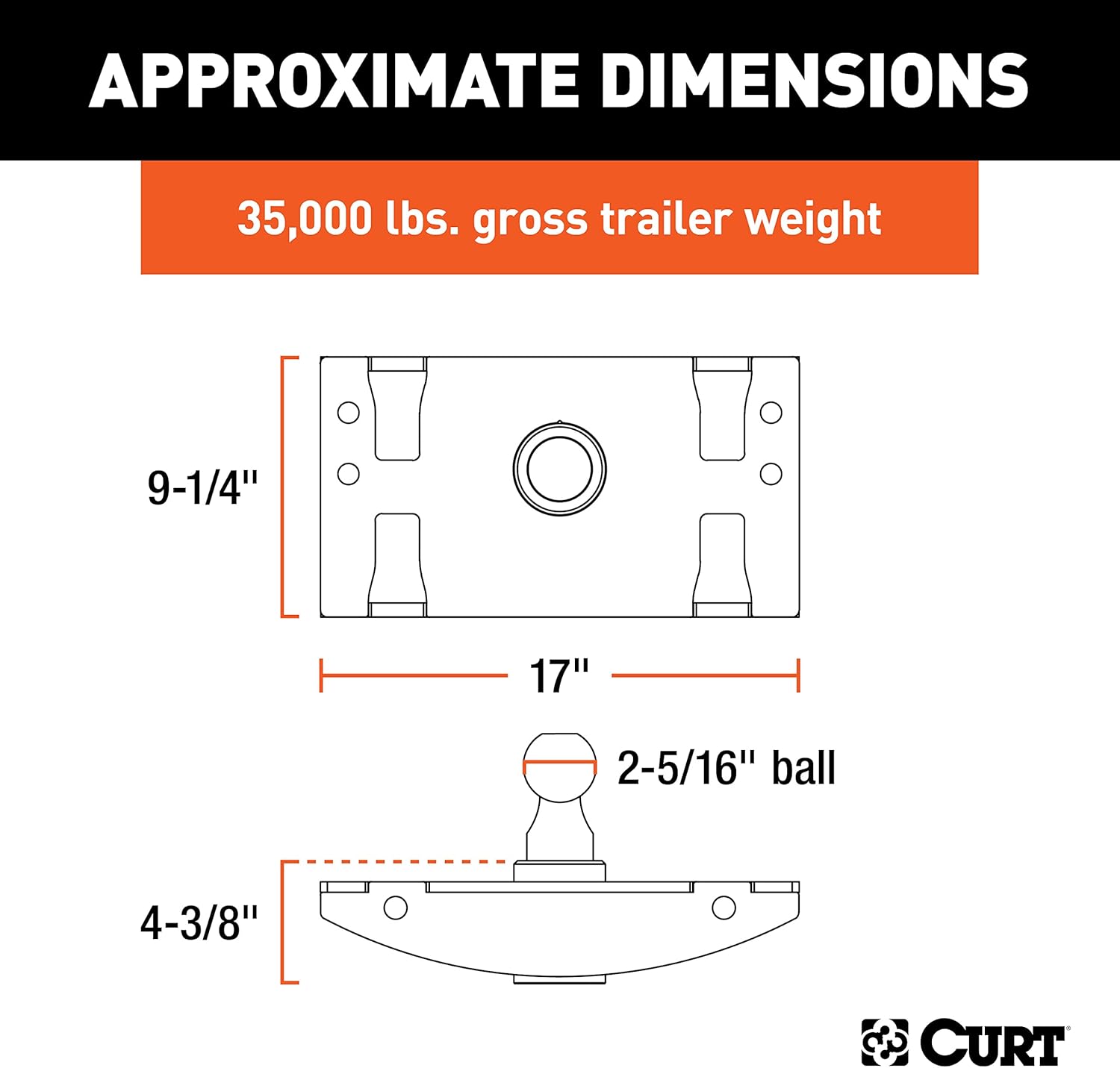 CURT 60633 Factory Original Equipment Style Gooseneck Hitch, 35,000 lbs. 2-5/16-Inch Ball, Fits Select Ram 2500, 3500