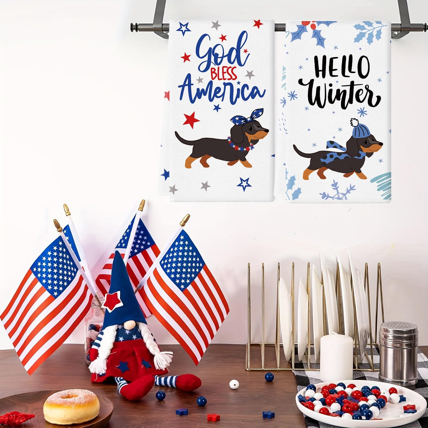 11 Pcs Dachshund Kitchen Towels 14x21 Inch Puppy Dog Dish Towels Seasonal Christmas Mother Day Gift Holiday Hand Towels for Home Kitchen Bathroom Decoration - Image 5