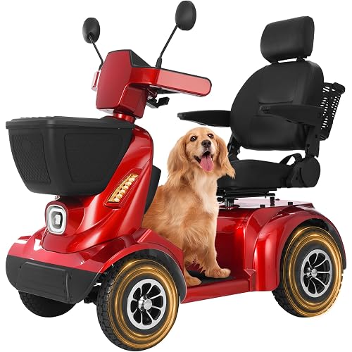 MS09 MAX All-Terrain 1000W Electric Mobility Scooter for Adults & Seniors, 500 LBS Load, 32 Miles Range Heavy-Duty Powered Wheelchair with Bluetooth, Front & Rear Storage Baskets, Off-Road Suspension