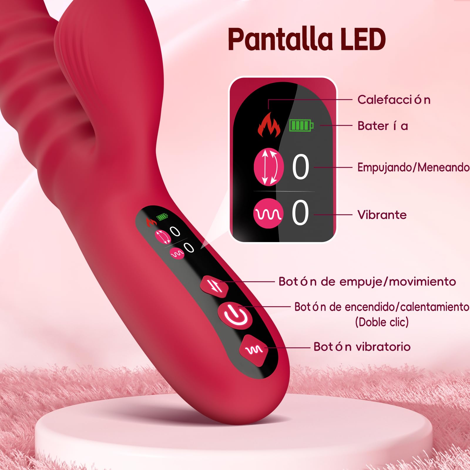 Vibrador con empuje para mujeres, YeeSexDo 4 EN 1 Estimulador del punto G y del clítoris con 10 modos, potente vibración oscilante y calentamiento inteligente, vibrador con LED