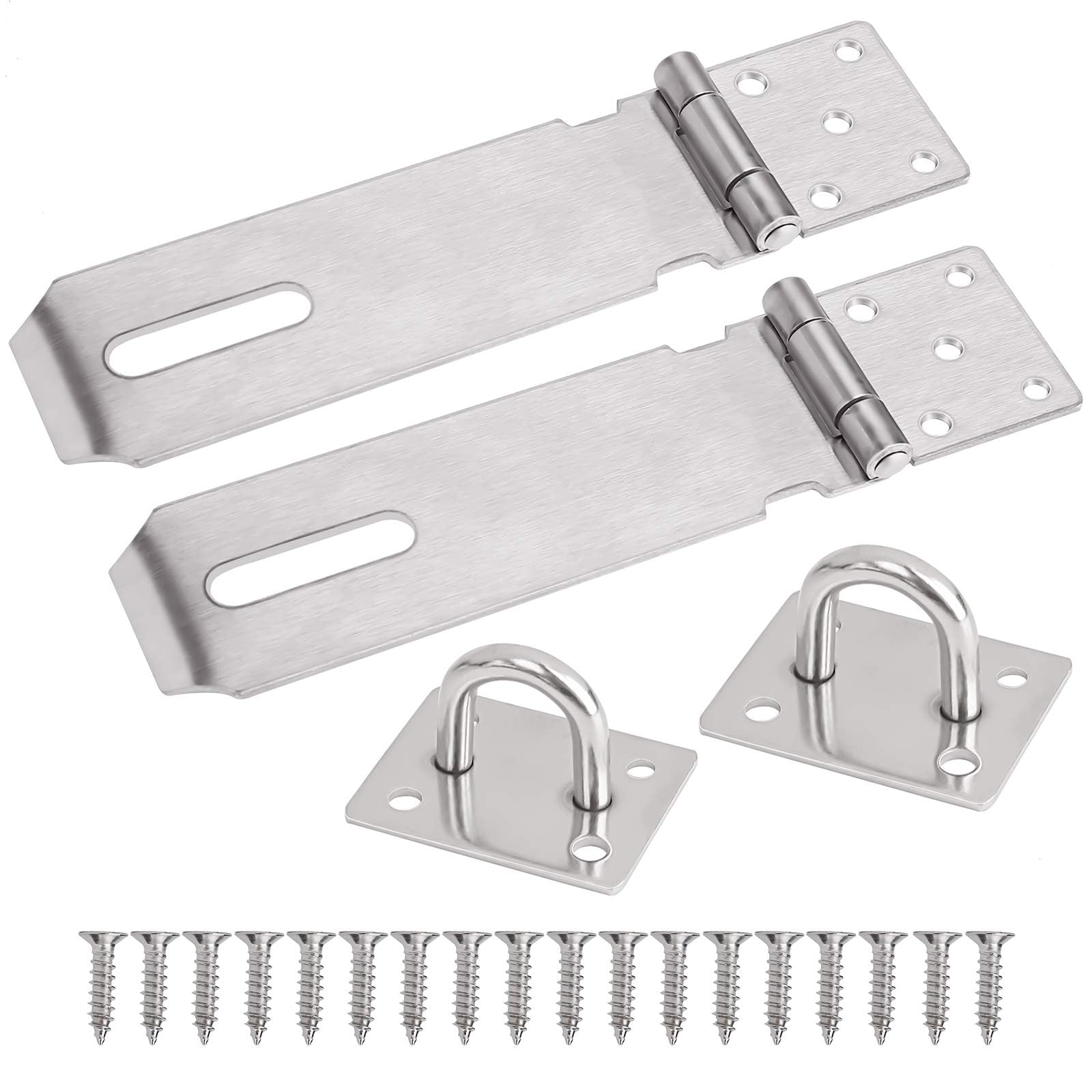 Lucchetto Hasp Chiusura in Acciaio Inxo, 2 Pezzi Serratura Della Porta Hasp 5 Pollici con Viti per Mobili Armadietto Cassetto Armadio Porta e Cancello, Argento