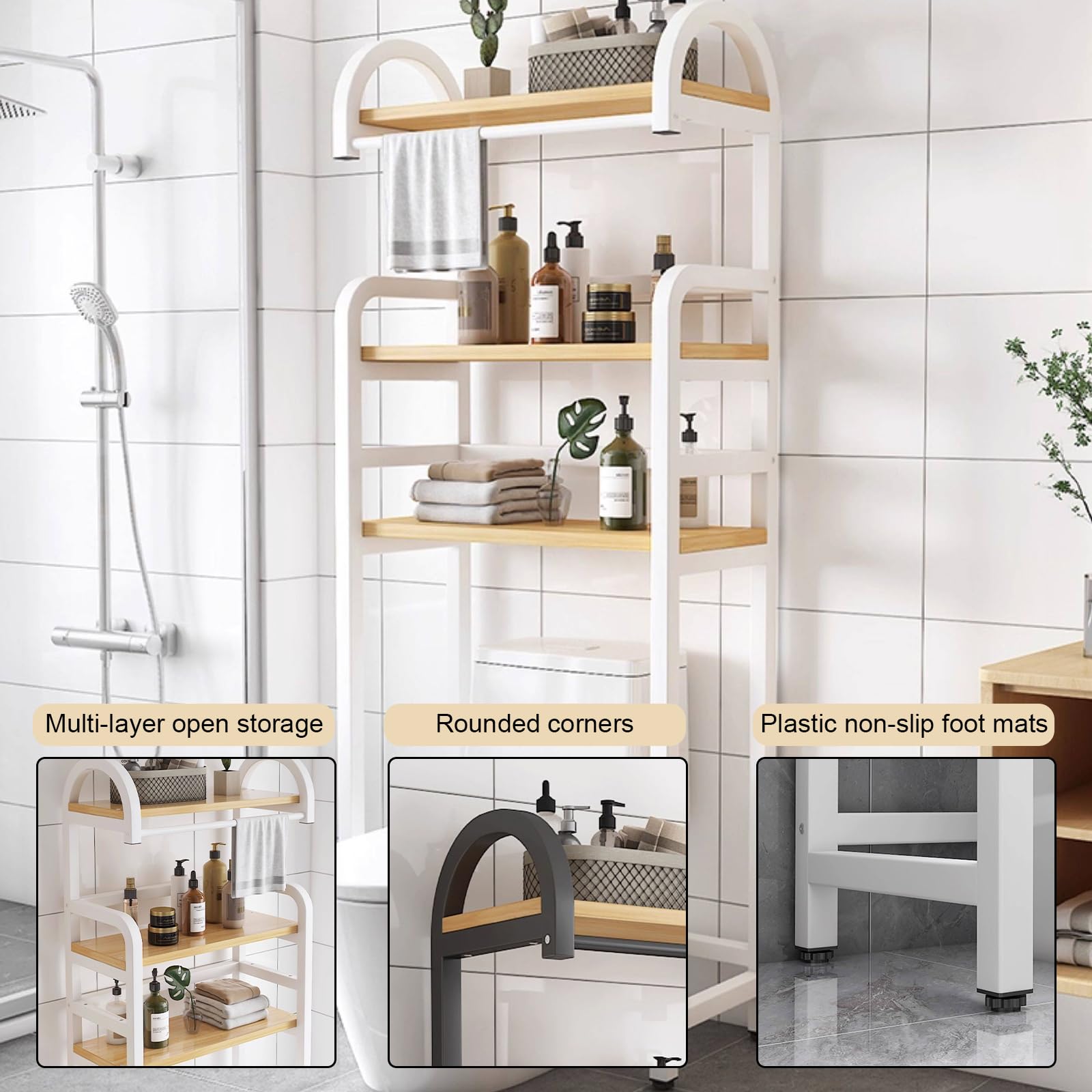2/3-stöckiges Aufbewahrungsregal über der Toilette, Badezimmer-Organizer