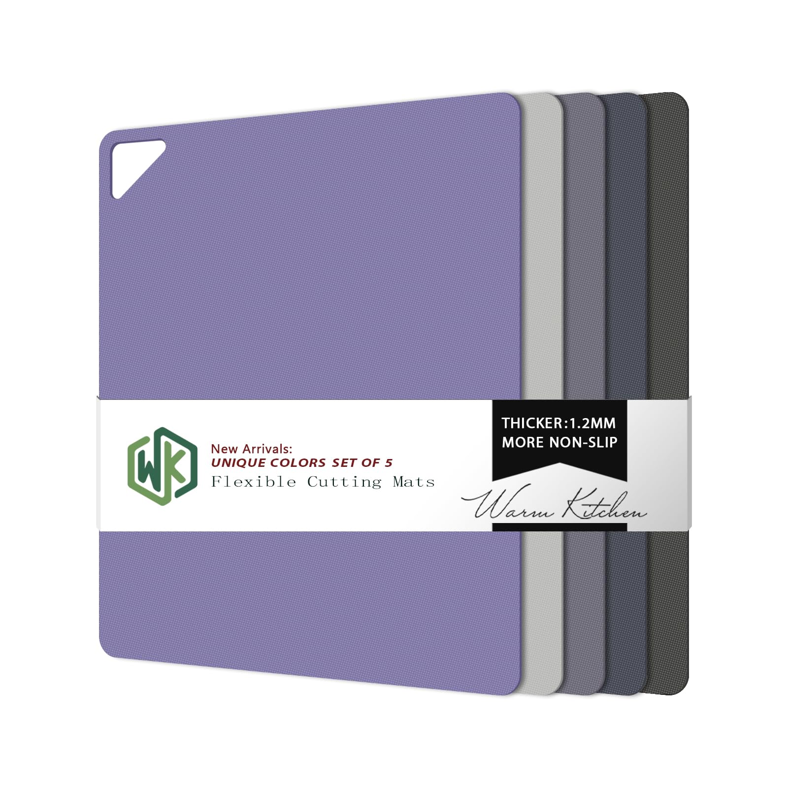 WK Flexible Plastic Cutting Boards for Kitchen, Cutting Board Mats Set of 5, Nonslip Cutting Board for Meat, Thin Cutting Sheets with Hole, Dishwasher Safe, BPA Free, 14.5x11.5"