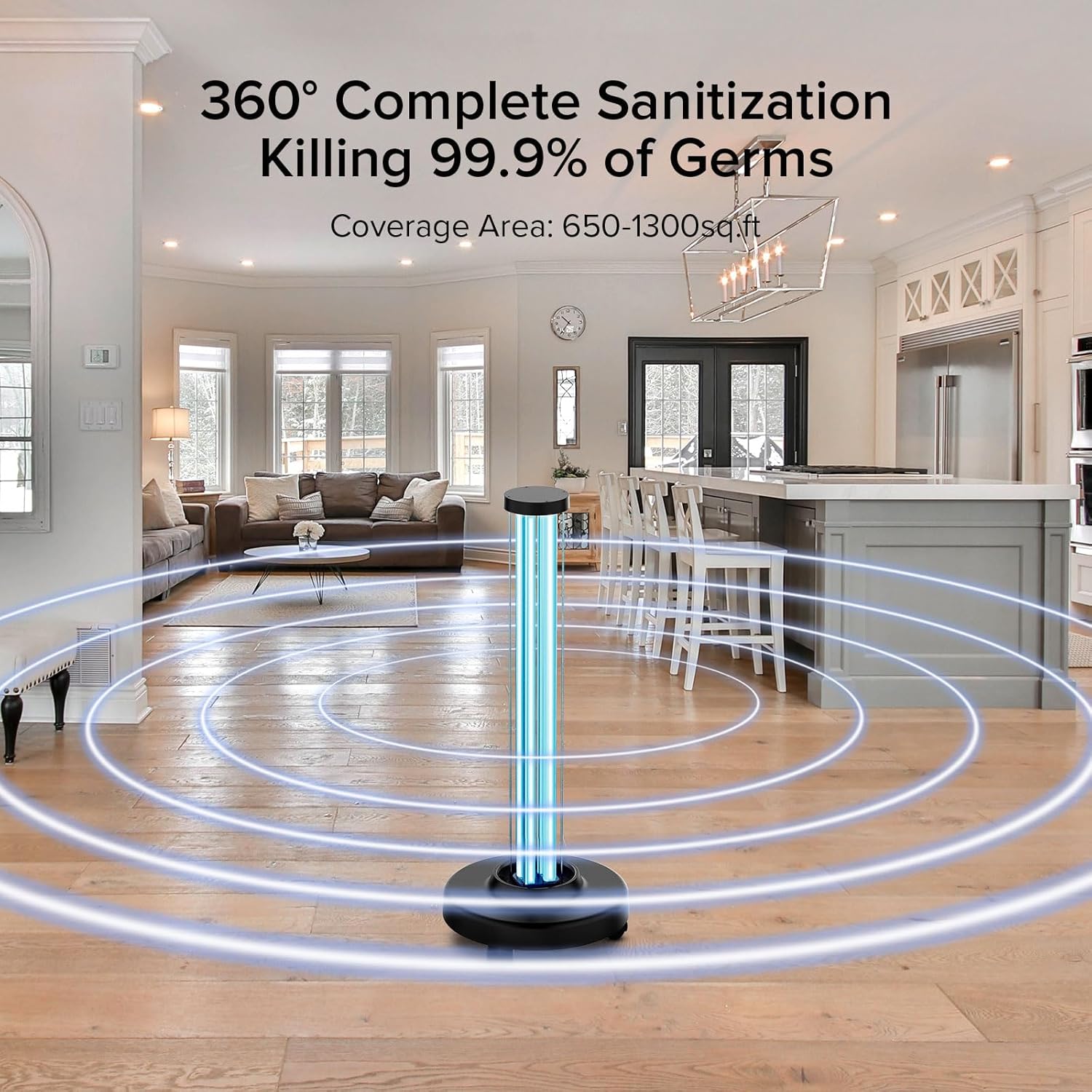 SANSI 120W UVC Disinfection Cart with Wheels, Portable Mobile UV Light Sanitizer with Remote & 3 Timer Settings, Ozone-Free, for Large Space, Home, Hotel, School