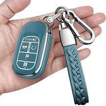 Key Fob Cover with keychain Compatible with Honda 2022 2023 2024 2025 2026 Accord Civic HR-V CR-V Pilot Passport Sport SI EX EX-L Touring Storm Blue, 5 Buttons