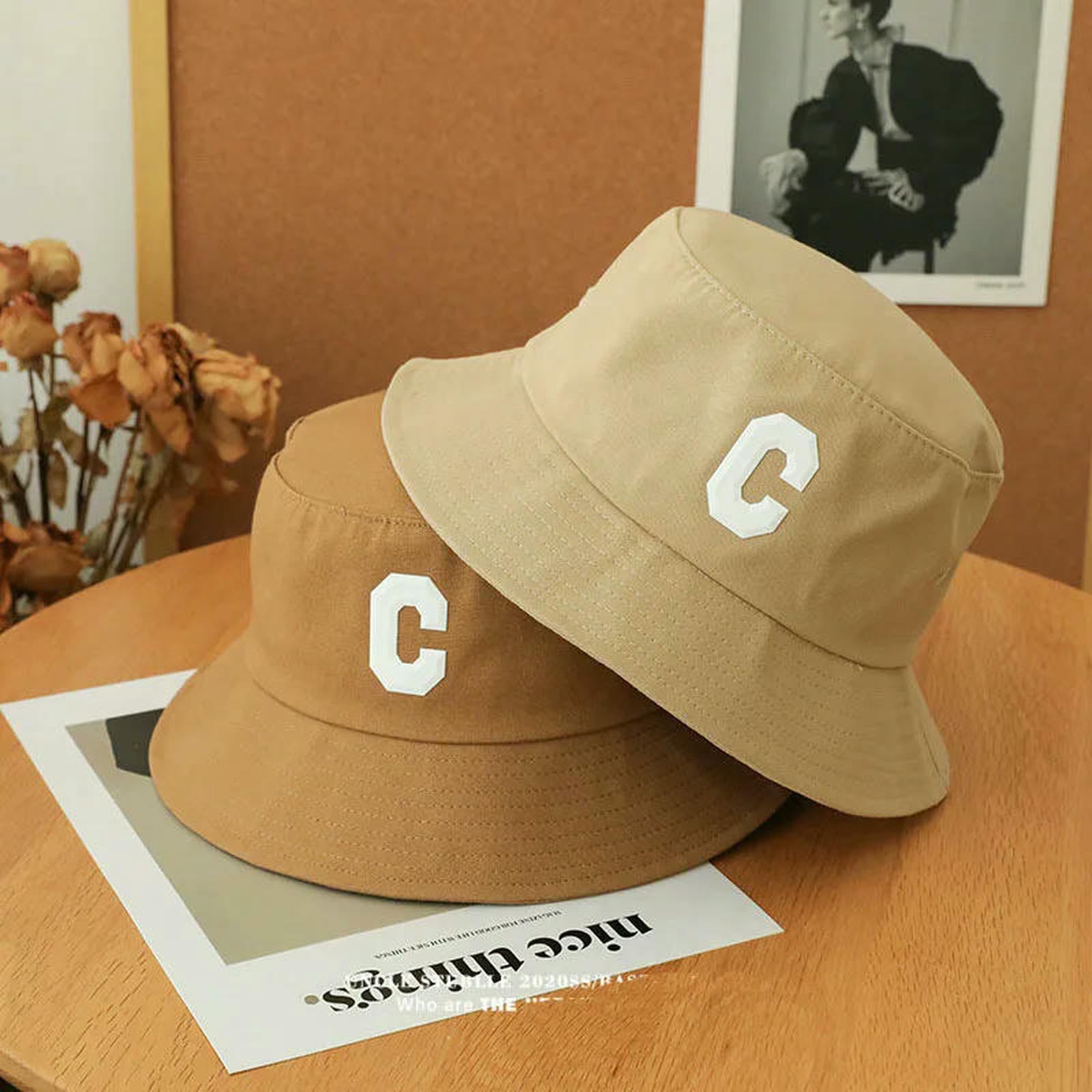 Kapelusz typu bucket duża głowa rozmiar na co dzień kapelusze wędkarskie dla mężczyzn bawełna litera C męska outdoorowa czapka wiosenna-9-xl (60 cm)