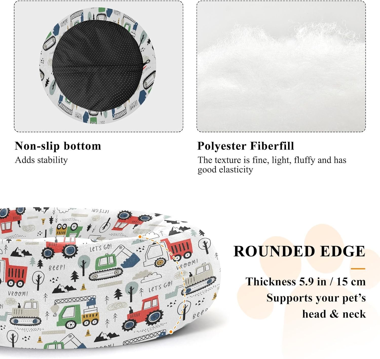 Pet Dog Beds Warm & Soft Fluffy Cat Pillow Bed for Small Size Pets Sleeping M Cartoon Truck