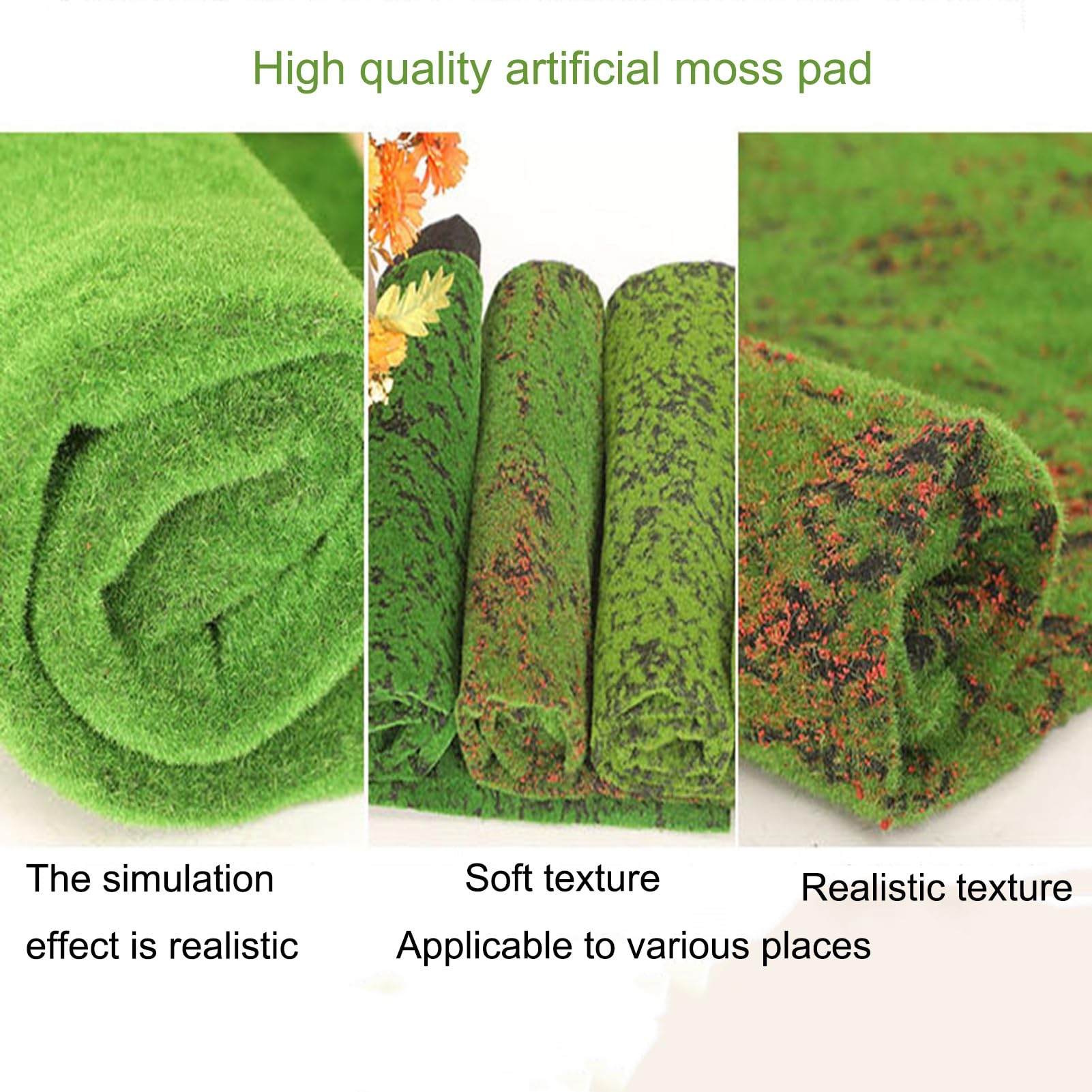 Tappeto in erba artificiale realistica, tappeto erboso sintetico per uso esterno, pannelli di muschio stabilizzato, per decorazione da parete del soggiorno e del giardino (G)