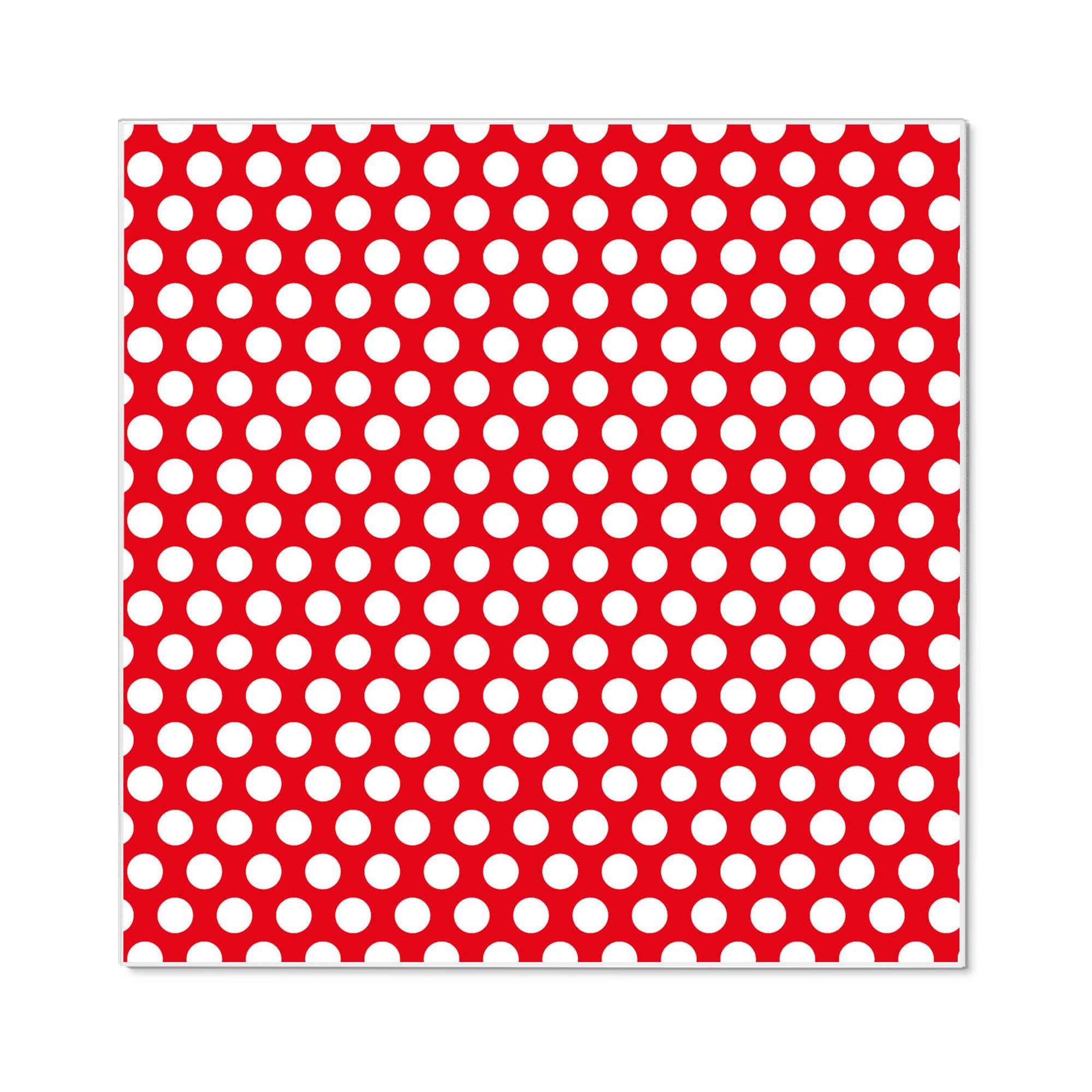 banjado Magnettafel 50 x 50 cm/Magnetwand aus Metall/Magnetpinnwand als Memoboard/Pinnwand Magnettafel Küche, Büro, Kinderzimmer inkl. 4 Magnete & Montageset - Motiv Punkte Rot