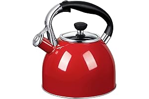 Rorence Red Stainless Steel Whistling Tea Kettle 2.5 Quart