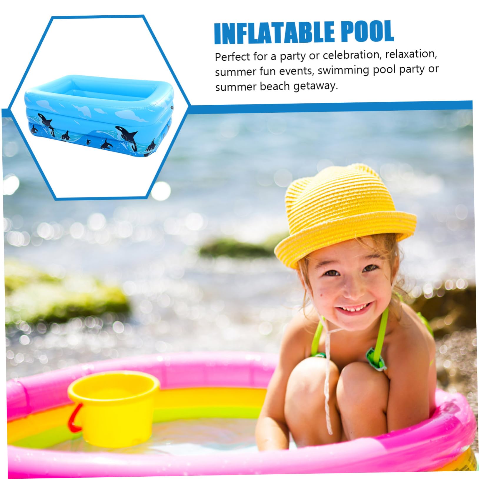 Toyvian Piscina Gonfiabile Per Ragazzo Ragazza Ragazza in Pvc Di Facile Da Gonfiare e Sgonfiare Adatta Per Uso Interno Ed Esterno Divertimento Estivo in Acqua