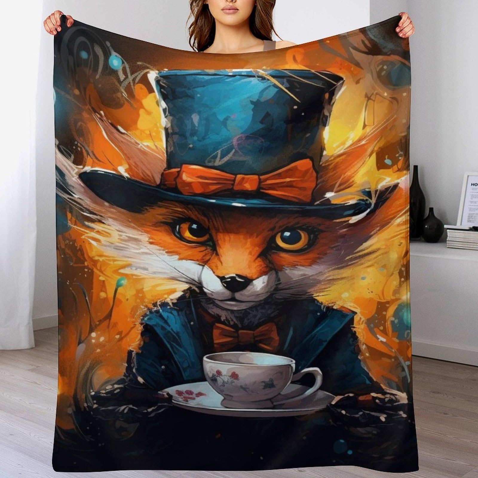 Plaid couverture renard 150x200 cm pour une sieste au salon