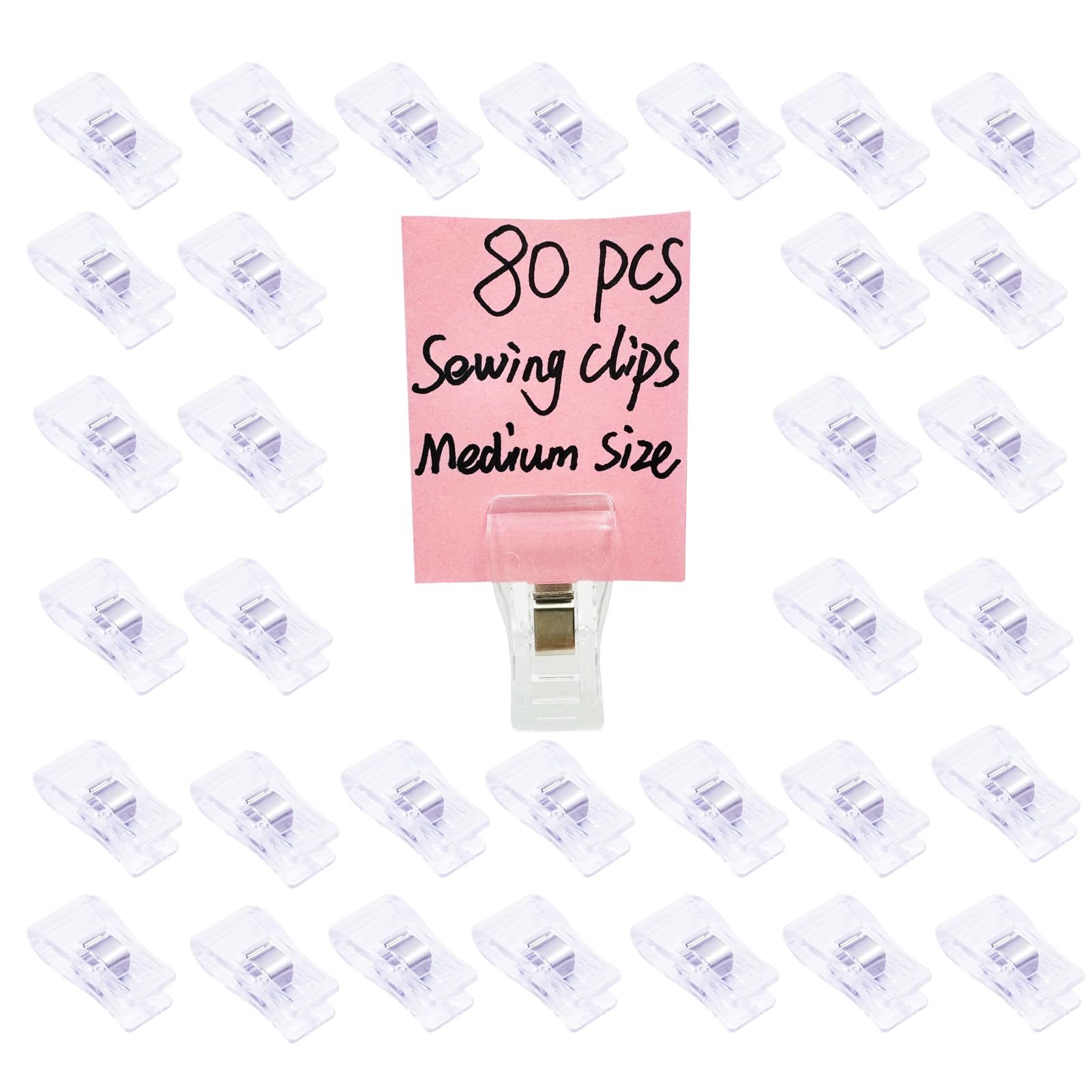 80 PCS Medium Size Sewing Clips Clear Color Multipurpose Fabric Clips