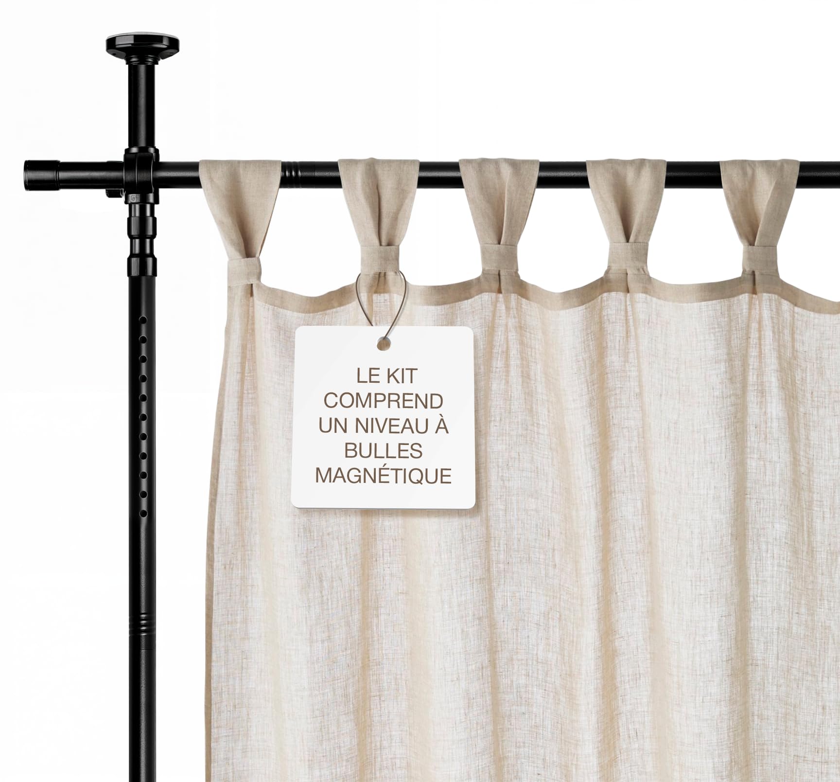 Tringle Rideau sans Percage 120-300 cm (H) × 70-245 cm (L) – Paravent Intérieur Amovible & Séparateur de Pièces – Élégant, Robuste & Sans Outils-