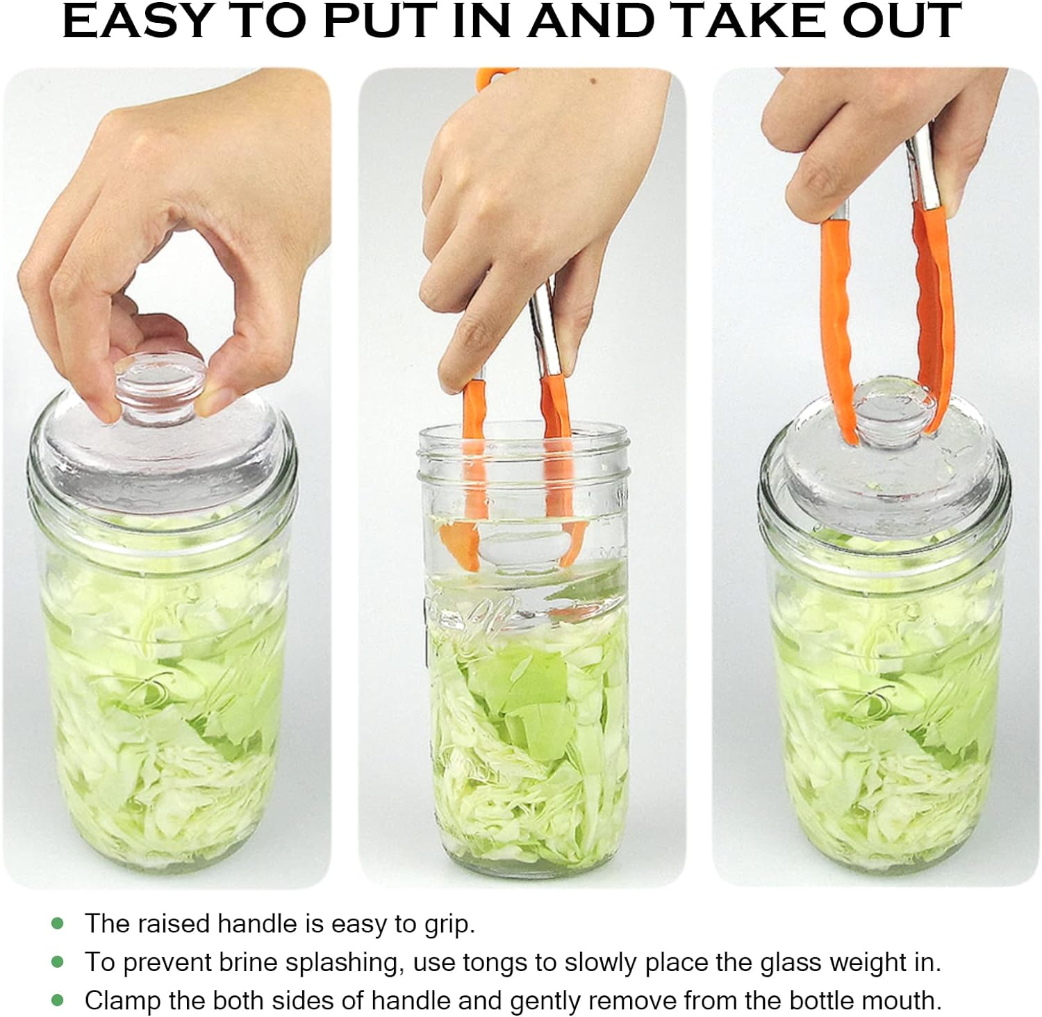 Artcome 28 Pcs Fermentation Kit-5 Stainless Steel Fermentation Lids, 5 Glass Weights, 5 Airlocks, 6 Silicone Rings, 6 Silicone Grommet, 1 Silicone Tong for Wide Mouth Mason Jar(Jars Not Included) - Image 4