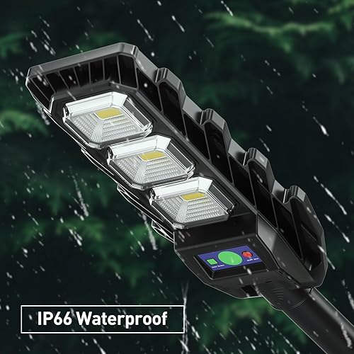 Miniatura 6 de Luces solares para exteriores, impermeables, 6500 K, 40000 lúmenes, luces de calle para exteriores del atardecer al amanecer, luz de inundación