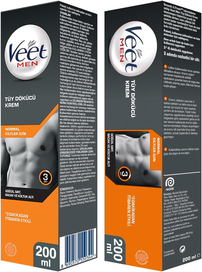 Veet Men Tüy Dökücü Krem Erkeklere Özel Normal Ciltler 200 ml