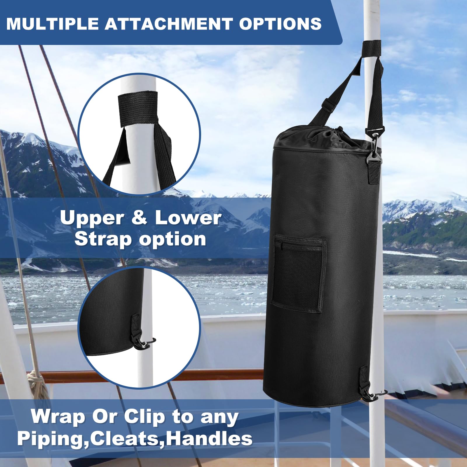 GDUUZ Sac poubelle de bateau portable – Poubelle réutilisable pour bateau – Pour bateau, camping, plage et activités de plein air – Grande capacité de rangement – Ouverture zippée en bas