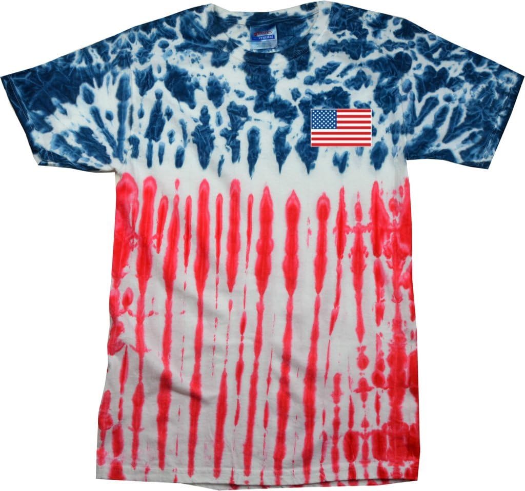 Buy Cool Shirts US Flag (Pocket Print) Patriotic Tie Dye T-Shirt