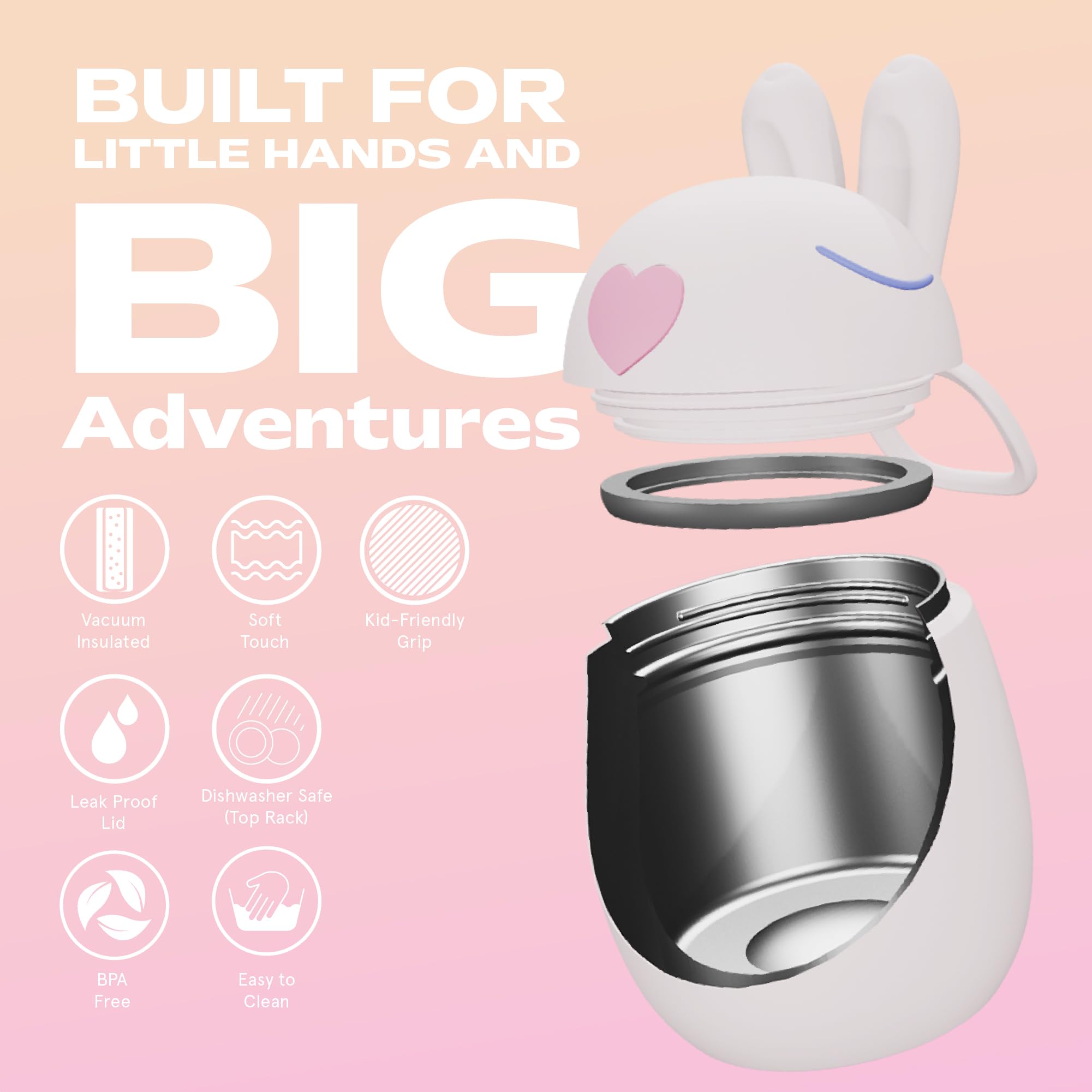 ASOBU Boîte à déjeuner pour enfant en forme de lapin – Anti-fuite, sans BPA, avec poignée douce – Pour l'école et les pique-niques