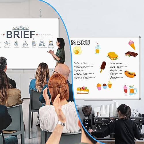 Miniatura 5 de 48 x 36, pizarra blanca de borrado en seco 48 x 36 - Pizarra magnética 4 x 3, marco de aluminio plateado