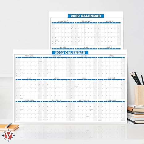 Amazon.com : 2022 Full Desk Calendar - 11 X 17” Large Size 12 Month Planner - 2 Sided Vertical/Horizontal Reversible - Printed On Thick & Durable 80Lb Cardstock (216 Gsm) - 2 Per Pack : Office Products