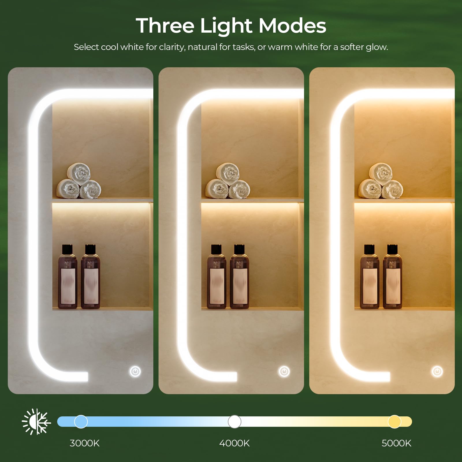 CHOEZON Armario de Baño con Espejo e Iluminación, 3 Temperaturas de Color, Armario de Pared de 45 x 60 cm con Estantes Ajustables, Puerto USB, Interruptor Táctil, Blanco