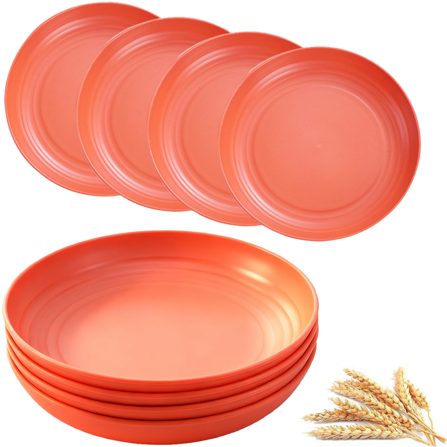 MaoMaoCha Plastic Plates Reusable Set of 4, 20 cm Unbreakable Dinner Plates — image 1