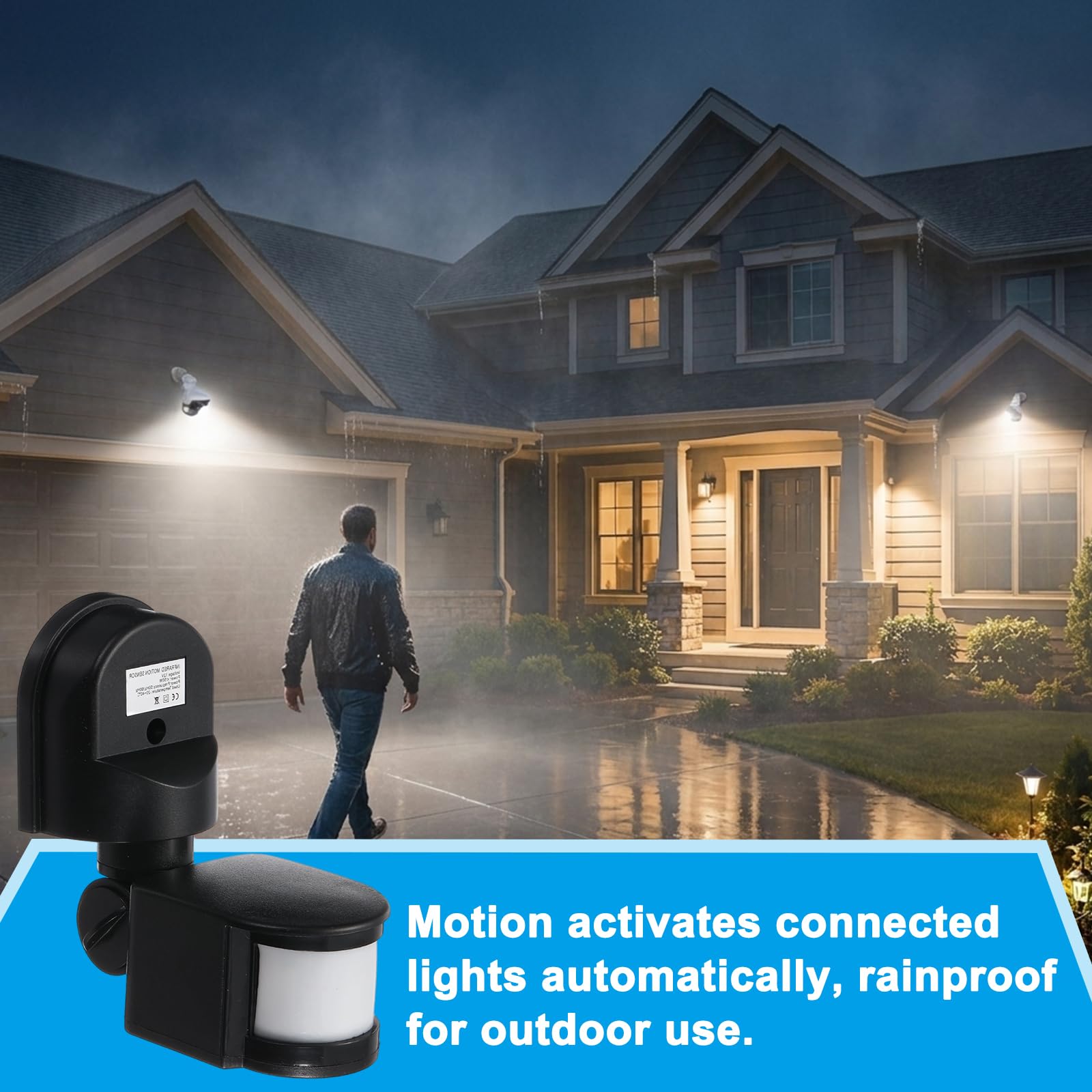 Sensor de movimiento para exteriores, 4 piezas de repuesto infrarrojo PIR detector de movimiento DC24V 180° sensibilidad ajustable 10S-7min temporizador de retardo para iluminación LED de