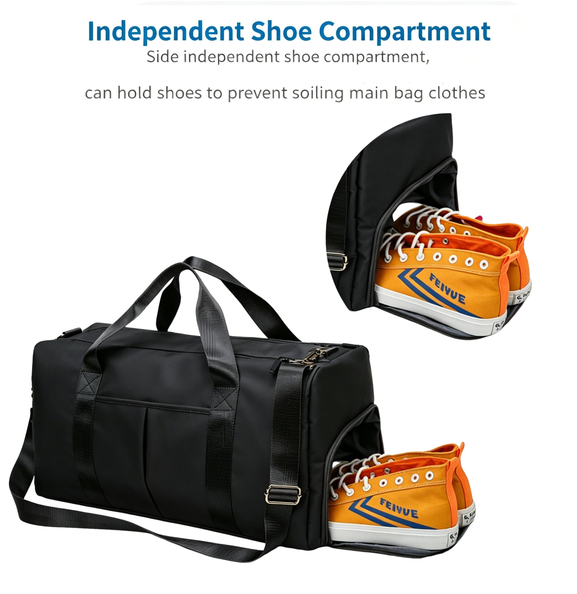 Sac de Sport,Sac de Voyage léger,Sac de Sport Femme,Sac Sport Homme,Gym Bag,Sac de Sport pour Homme et Femme,Compartiment Chaussures,pour Fitness,Basketball,Voyages