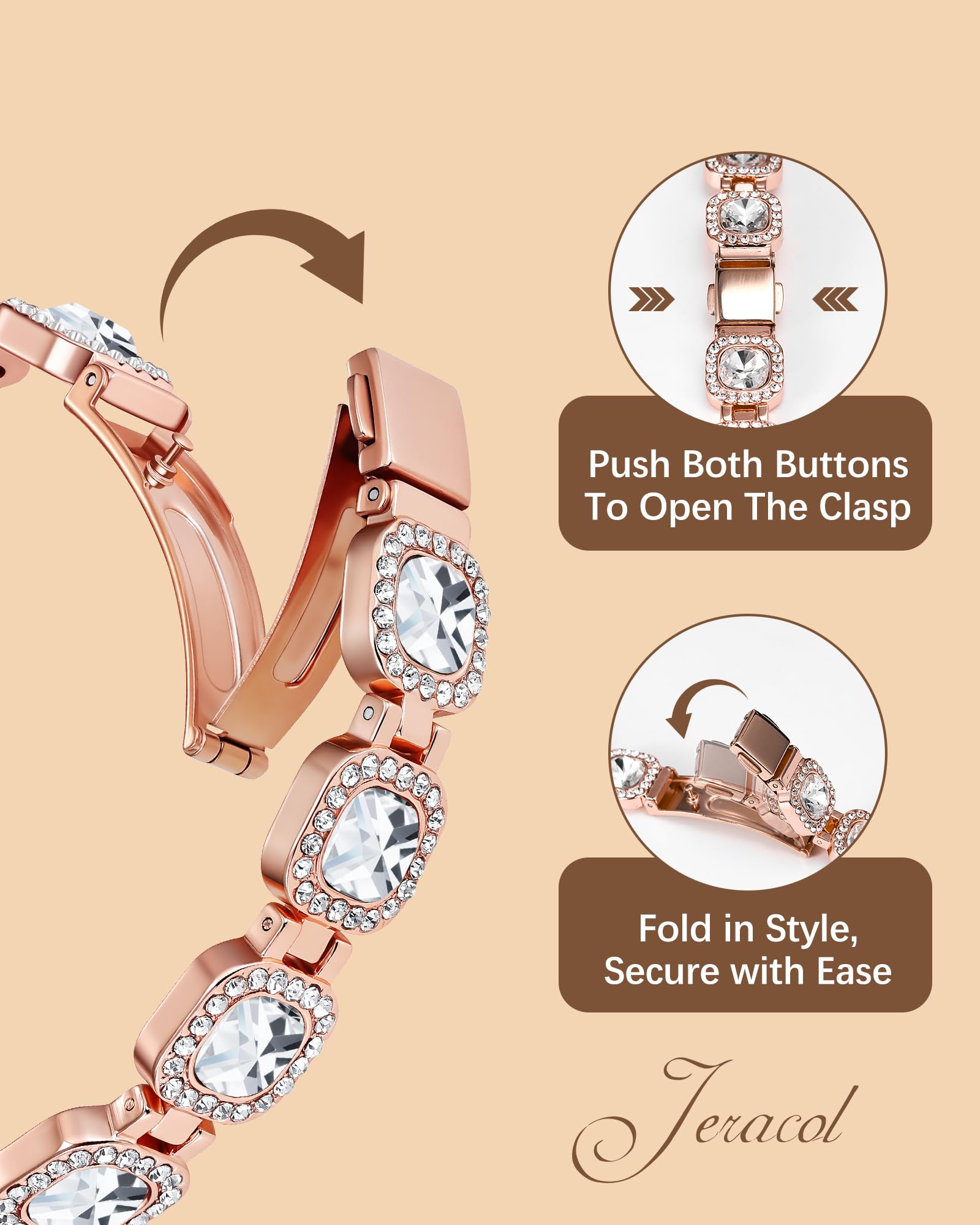 HHRFCS Kupferarmbänder für Damen, Magnetarmband mit 4 Magneten pro Glied und kreisförmig geschliffenen Kristallen, 99% reines Kupfer, Schmuckgeschenk