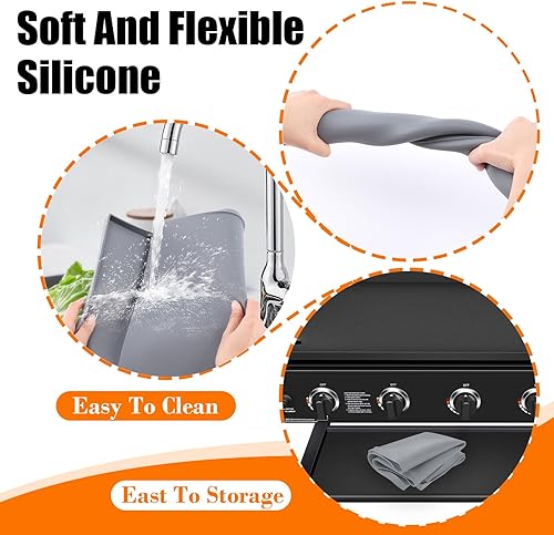 Miniatura 8 de Alfombrilla de silicona de 36 pulgadas y espátula para parrilla Blackstone de 36 pulgadas, cubierta de silicona de grado alimenticio para