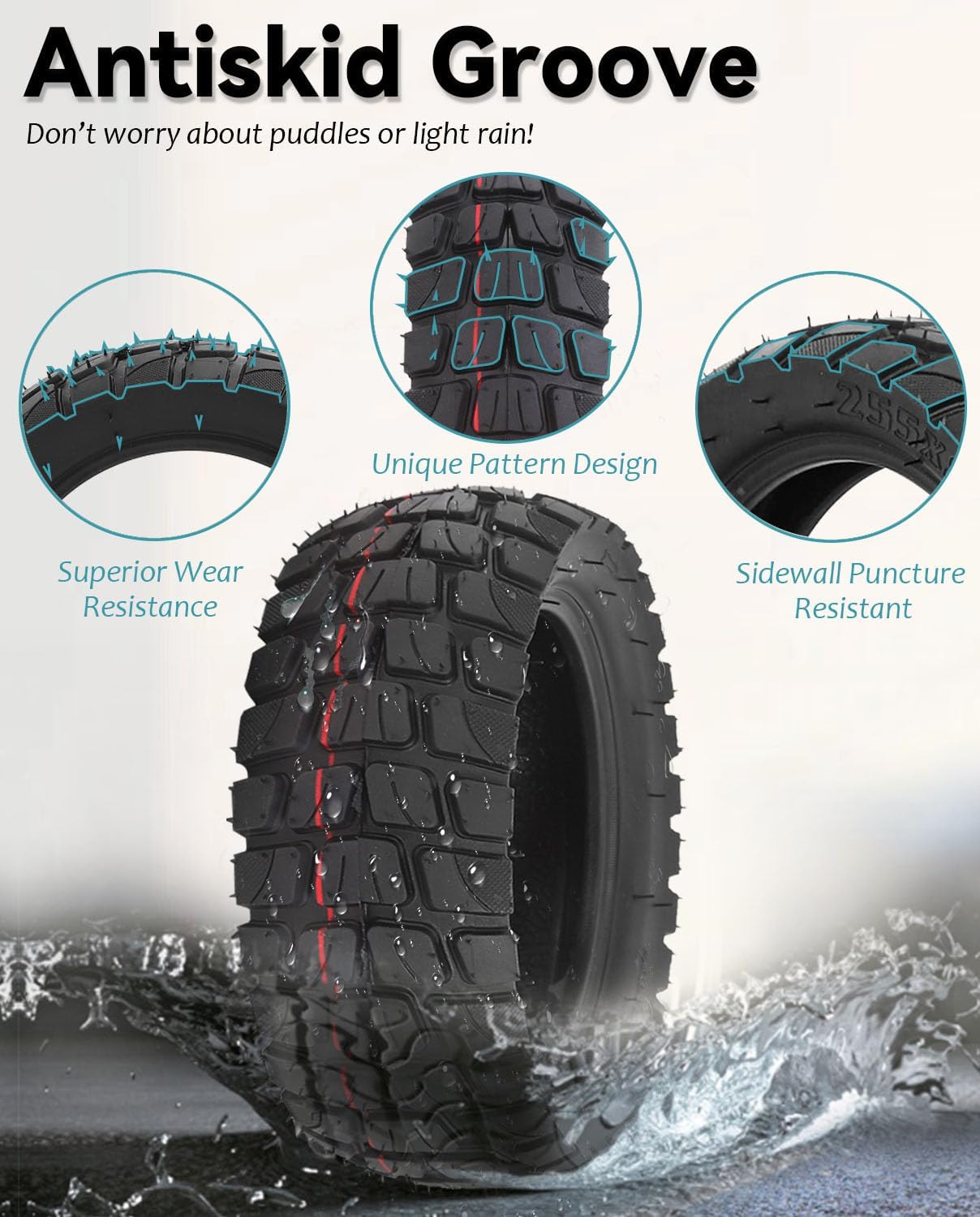 10 inch 10x3 255x80 80/65-6 Off-road Tire & Tube Set,Heavy Duty Tube,Replacement for Nanrobot D4+ D5+ D6+/Apollo Pro/Kugoo M4 Pro/Varla Eagle 1 Electric Scooter Go karts ATV Quad Tyre