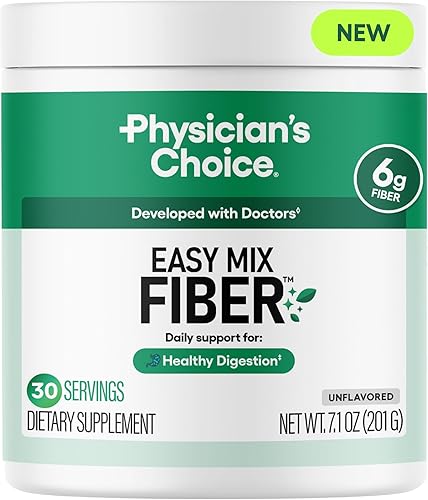 Physician's CHOICE Fibra de mezcla fácil para la salud digestiva y regularidad, sin arena, sin azúcar y sin sabor, suplemento diario de fibra