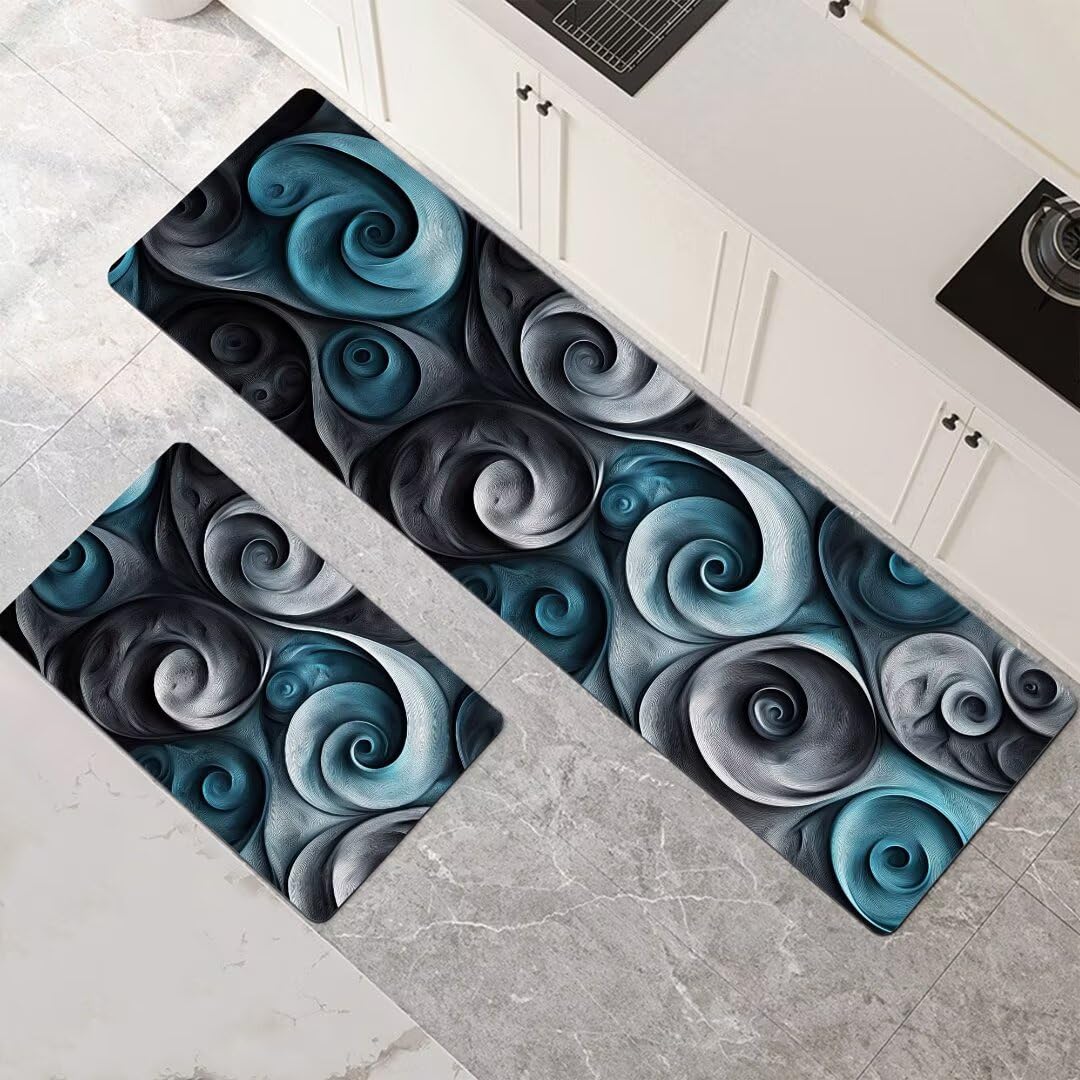 Alfombras de cocina seguras que evitan resbalones: juego lavable y absorbente de 2 piezas