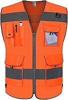 Vista 18 de TCCFCCT Chaleco de seguridad azul para hombres y mujeres, chaleco reflectante de alta visibilidad con 9 bolsillos para seguridad, chaleco de trabajo