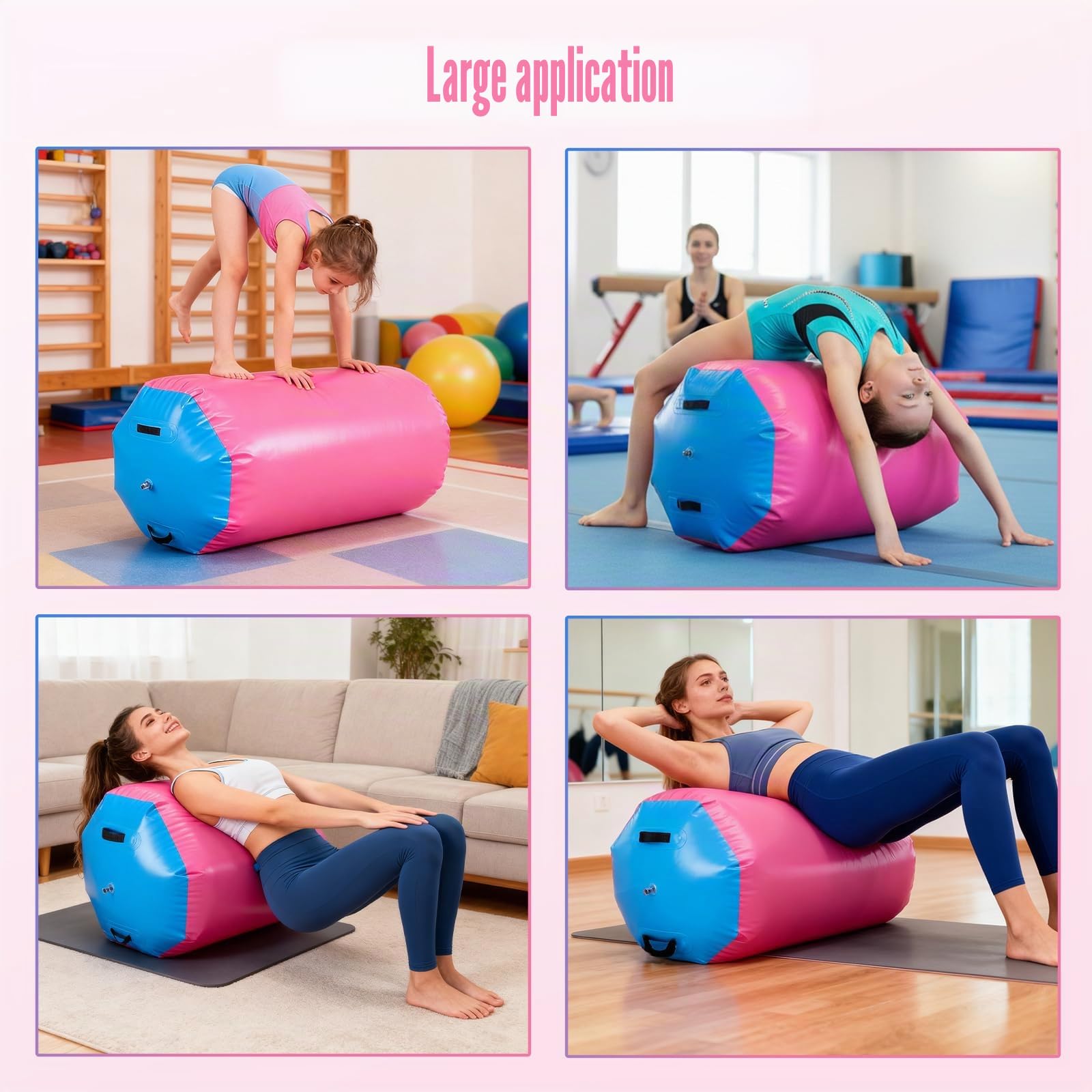 Rouleau Gonflable Air Roll, 90 * 70 cm Air Track Gymnastique, Tapis de Gymnastique avec Pompe Électrique pour la Maison, l'extérieur, le Fitness, l'entraînement, le Yoga, le Backflip