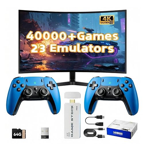 Retro Game Console Stick 4K - 40,000+ Games and 23 Emulators