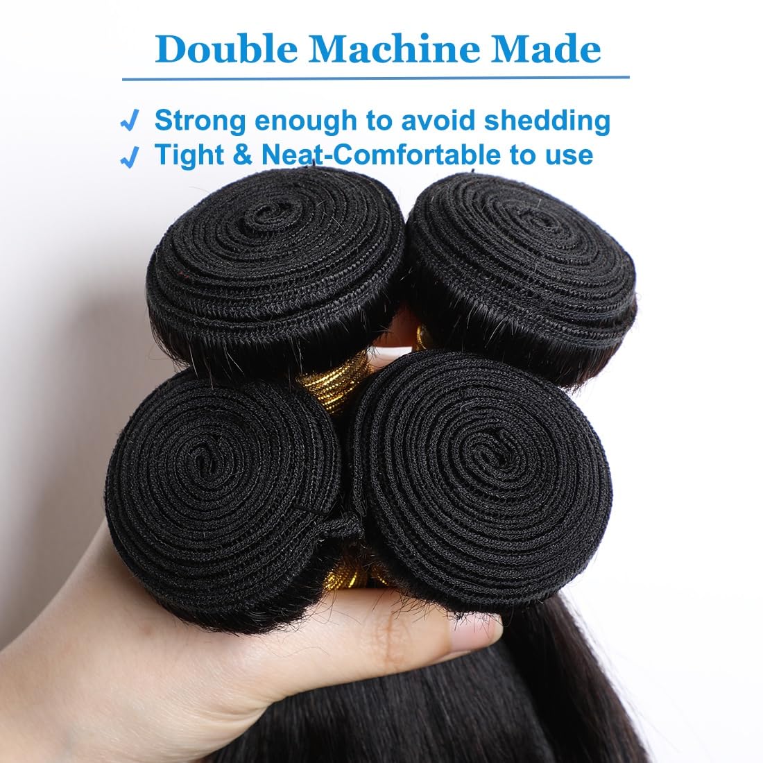 MsSunlight 12A Human Hair Bundles Straight Human Hair Bundles Weave Extensions Unprocessed Virgin Brazilian Hair Bundles Weft 3 Bundles Natural Color (Natural Black - Image 3