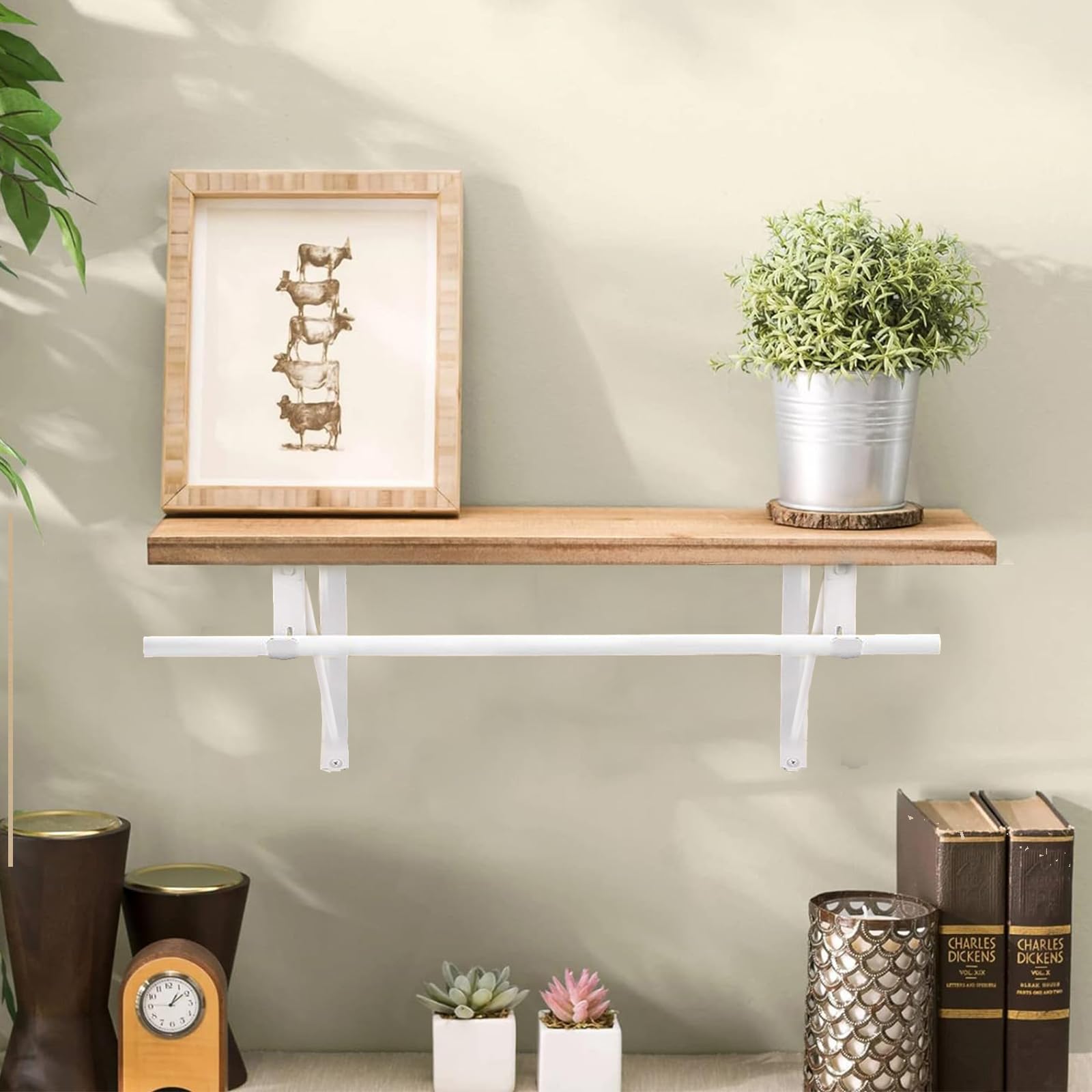 HOME MASTER HARDWARE Paquete de 10 soportes resistentes para estante de armario y barra, soporte ajustable de pared con soporte de barra para almacenamiento de estante y barra de armario, color blanco