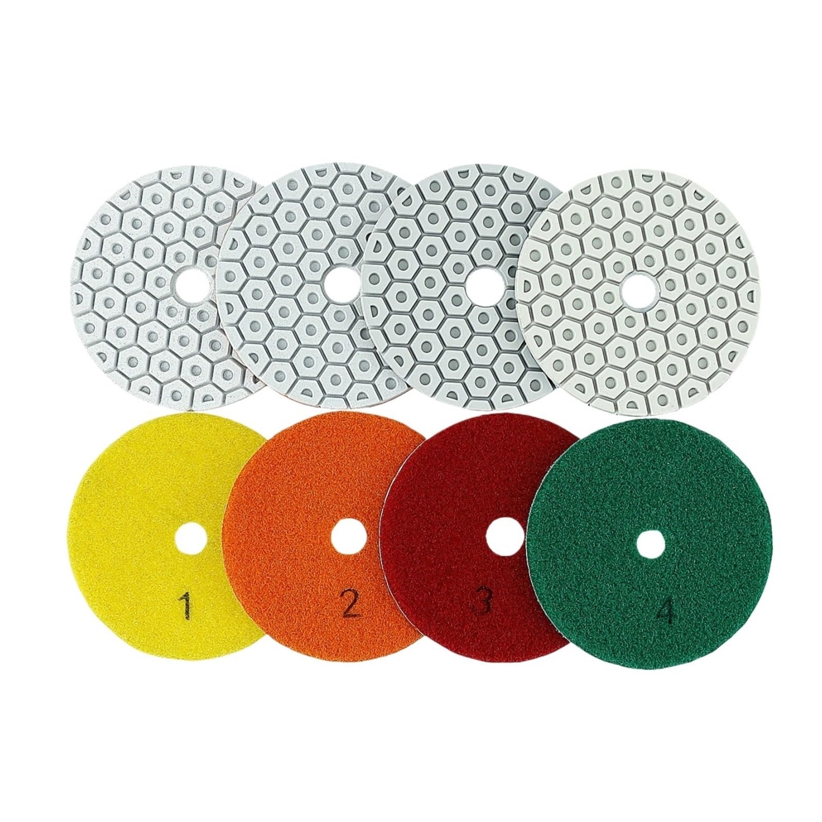 4 tampons de polissage diamant humide 4"/100 mm en 4 étapes