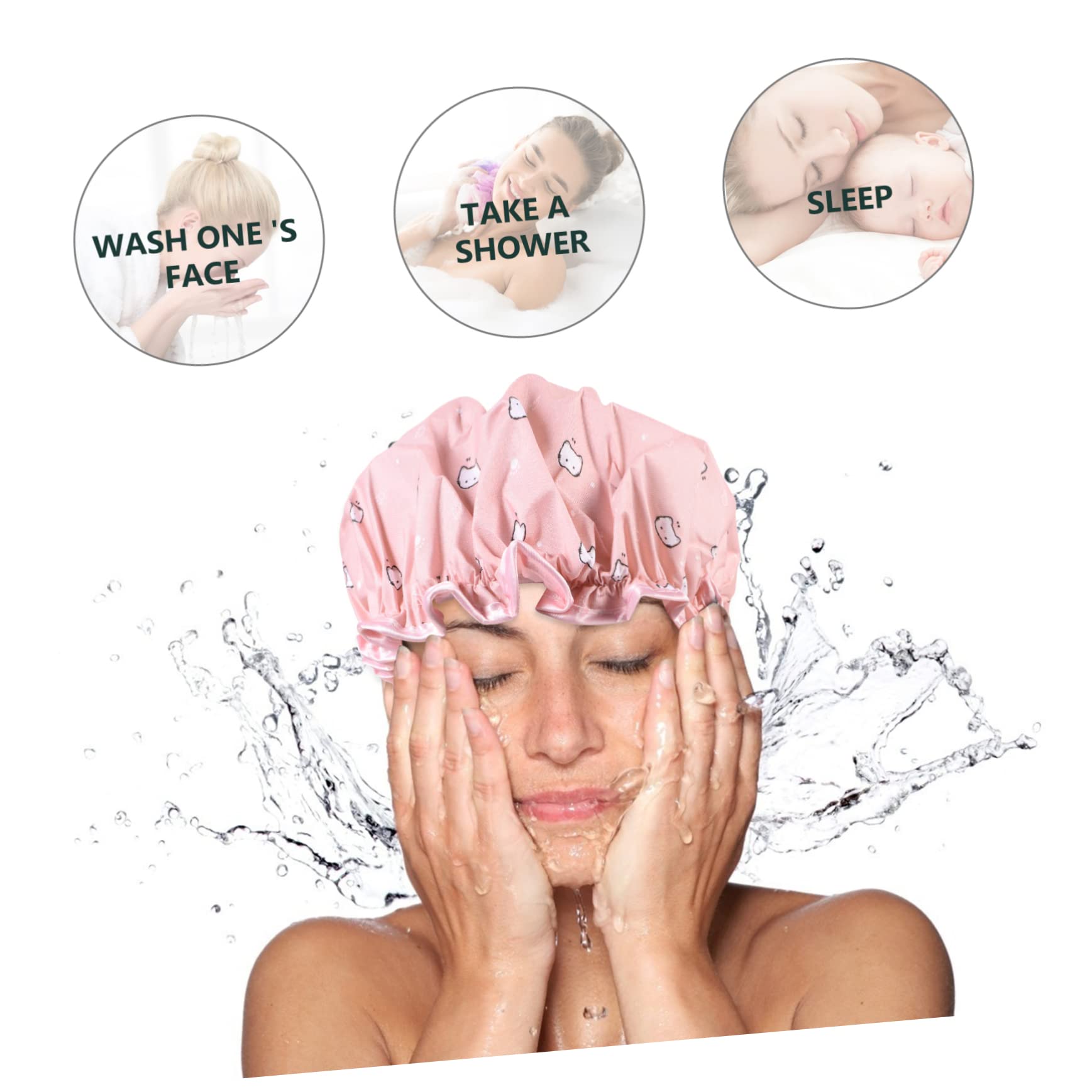 minkissy Elastische Duschhaube, wiederverwendbare Kappen für Frauen, Badekappe, Spa-Kappe, Haarfärbemittel, Badekappe für Frauen, Satinhaube, Erwachsene, Duschhaube, große Duschhaube, Kinder,