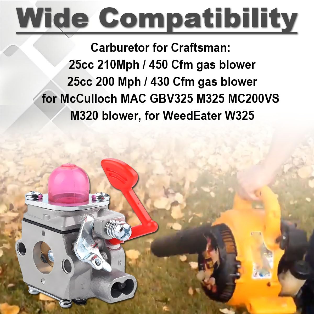 Carburatore WT-875 per Craftsman 25 CC 210 mph 200 mph Soffiatore a Benzina per Poulan PRO BVM200C BVM200VS P200C GBV325 P325 per McCulloch Mac GBV325 M325 MC200VS M320 Soffiatore