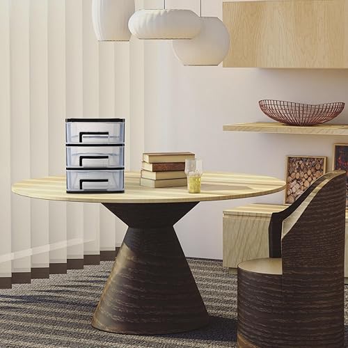 Miniatura 7 de BESPORTBLE Almacenamiento de plástico con 3 cajones, armario de almacenamiento portátil, organizador de muebles multifunción (negro y transparente),