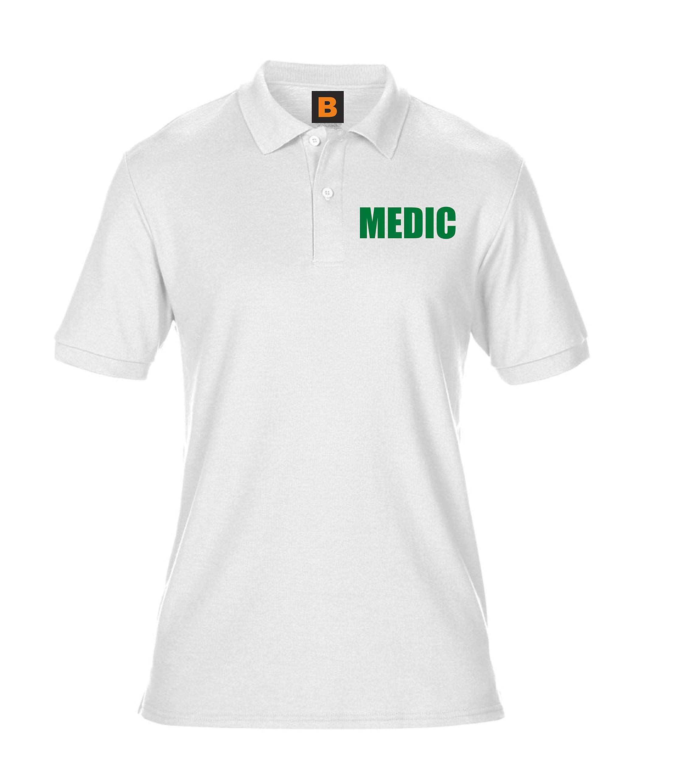 Brook Hi Vis Uk Unisex White Medic Printed Polo Shirt, Medical Clothing Medium