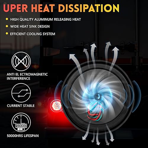 Miniatura 6 de Luces traseras LED redondas de 4 pulgadas, luces de freno de freno rojas, 24 LED con ojales de goma sellados, impermeables, para camión, caravana,