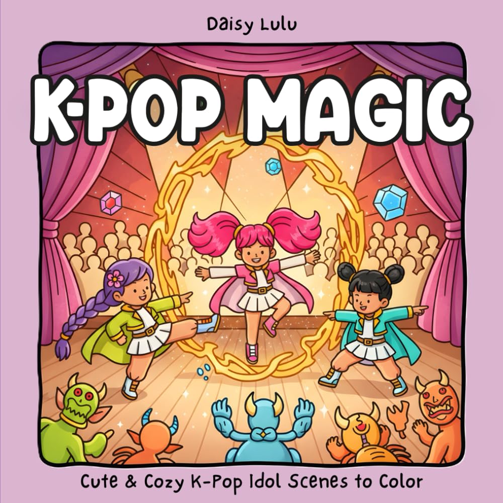 K-Pop Magic - A Cute & Cozy Coloring Book for K-Pop Lovers: Bold & Easy Coloring Pages with K-Pop Idols, Korean Anime-Style Warriors, Magical Music Stages, Cozy Backstage Scenes & Fantasy Fandom Vibes