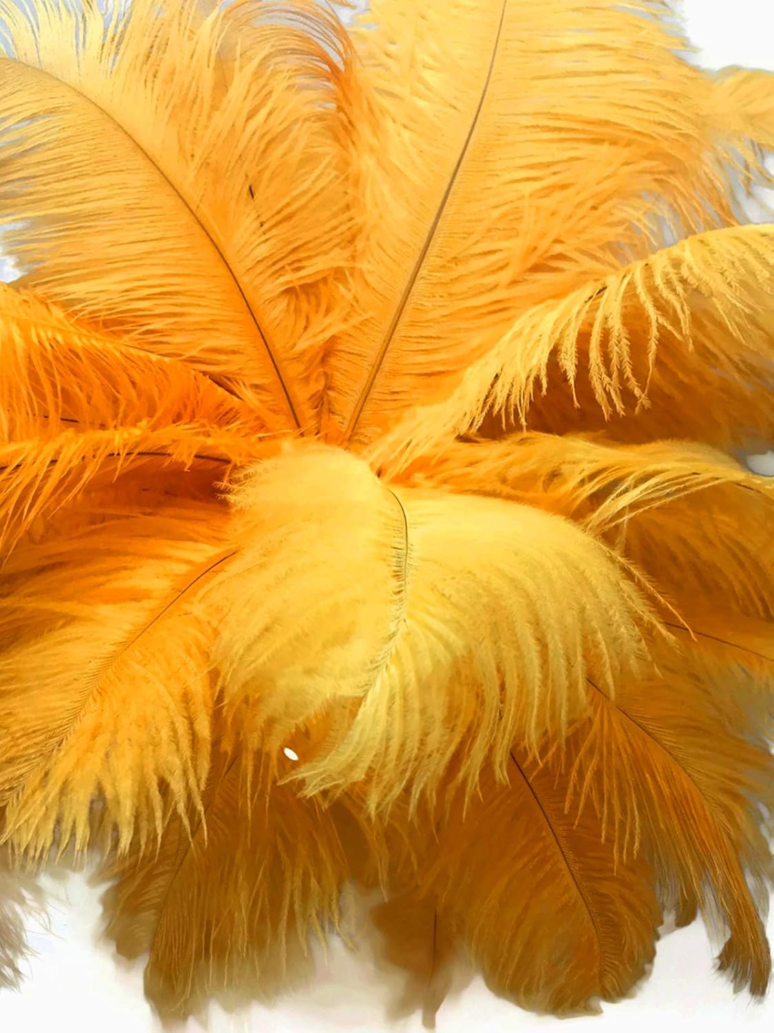 Moonlight Feather | 100 Pieces - 8-10" Golden Yellow Ostrich Dyed Drab Body Wholesale Feathers (Bulk) Party Mask Wedding Costume Supplier