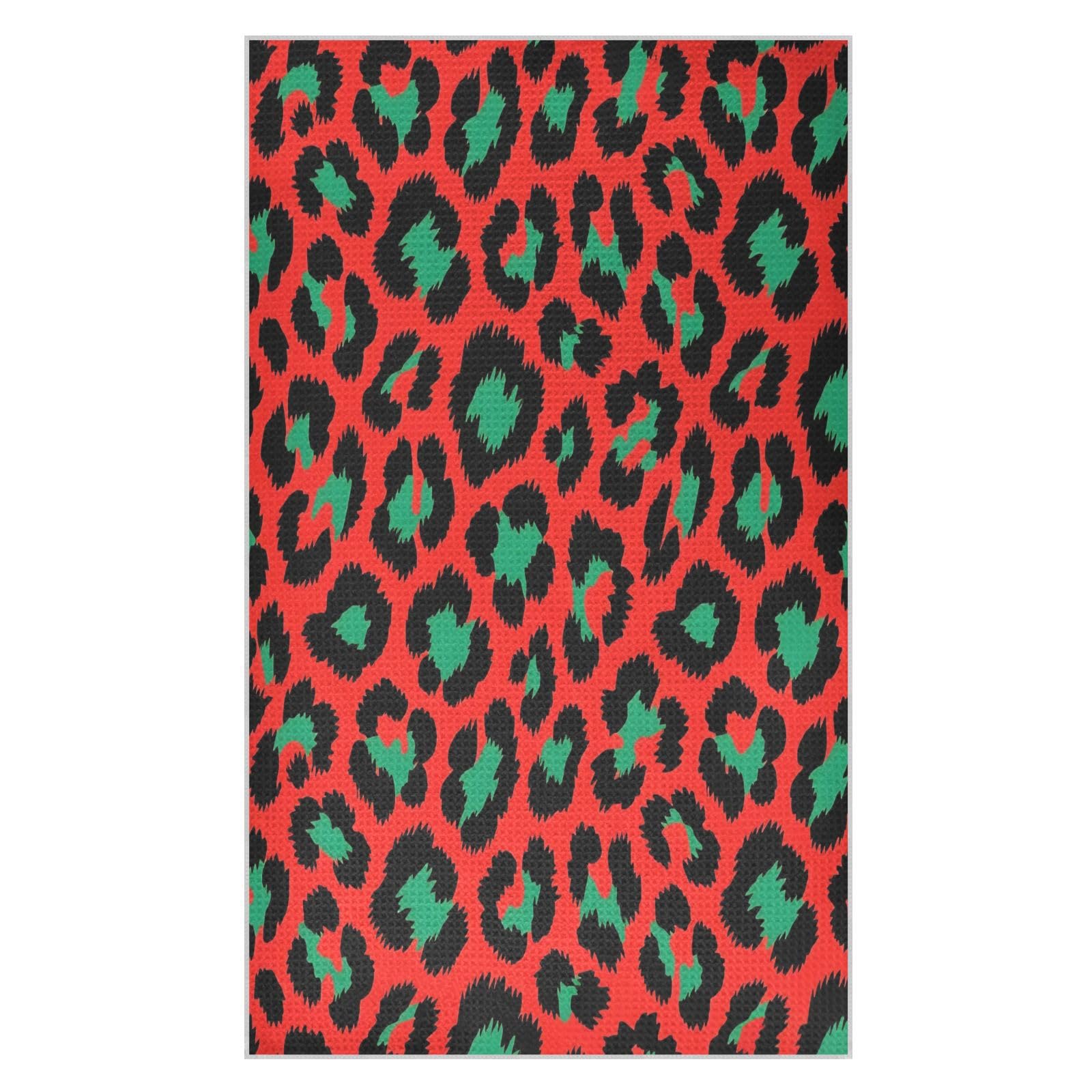 Lyeorm Vibrant Leopard Print Waffle Weave Kitchen Towels 18x30 Inch Soft Absorbent Microfiber Dish Cloths
